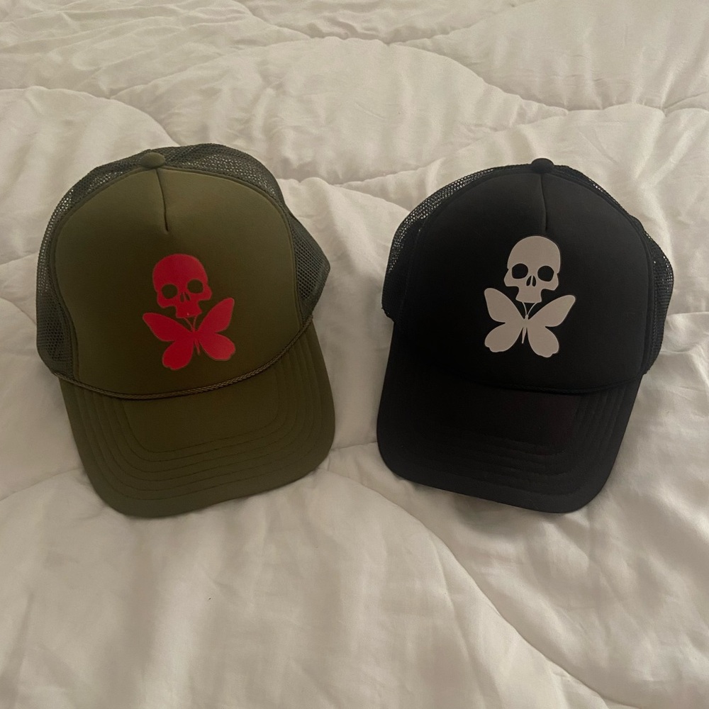 Betty Designs Set of 2 Retro Foam Trucker Hats, Green & Black